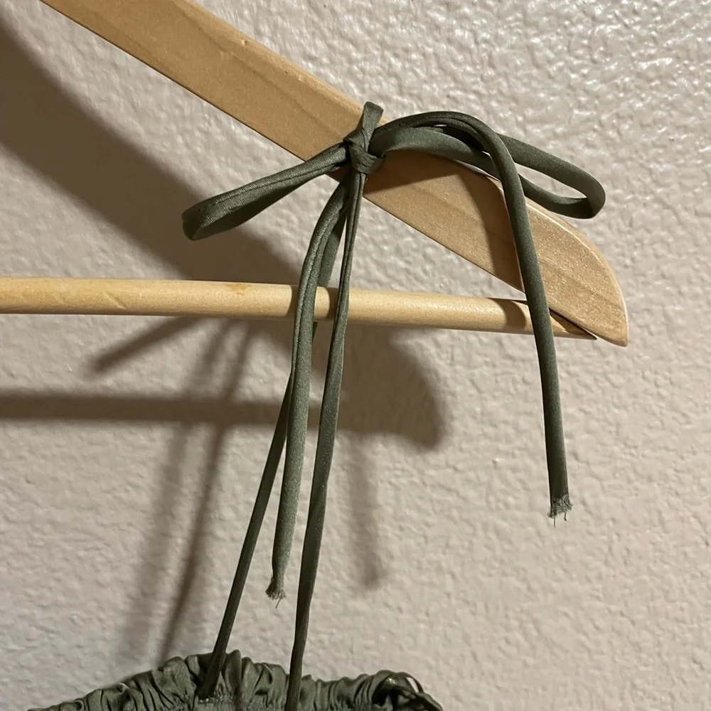 Zara Elegant Olive Green Maxi Dress with adjustable tie straps - Picture 4 of 8